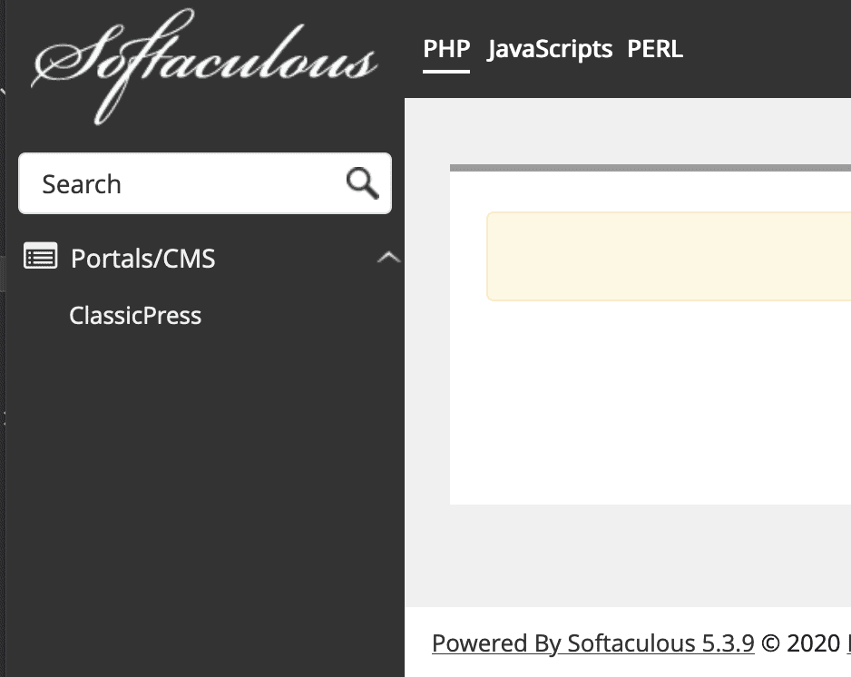 Installation of ClassicPress using Softaculous